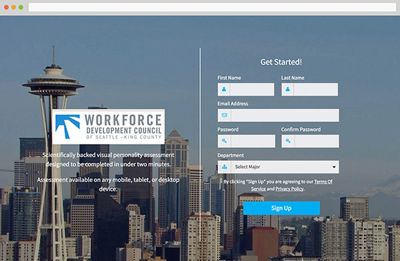 Custom branded login page for Traitify customer