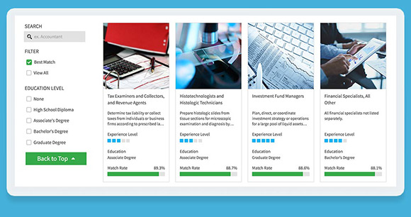 Career matches direct from O*Net
