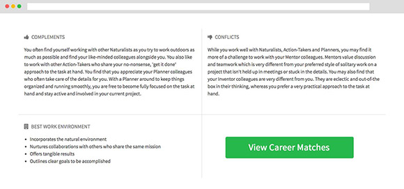 Certain Traitify assessments can show complements, conflicts, and best work environments