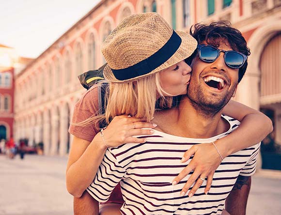 A loving couple on vacation